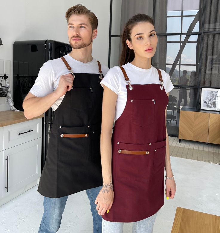 Tạp dề vải canvas phối da