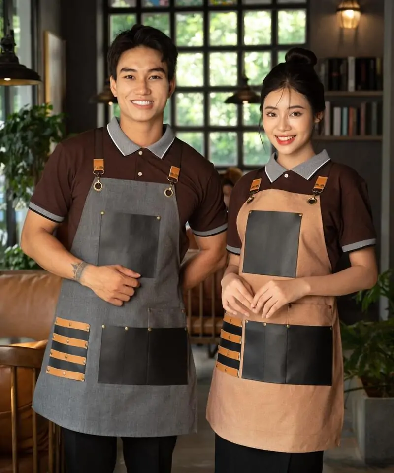 Hình ảnh tạp dề quán cafe hiện đại