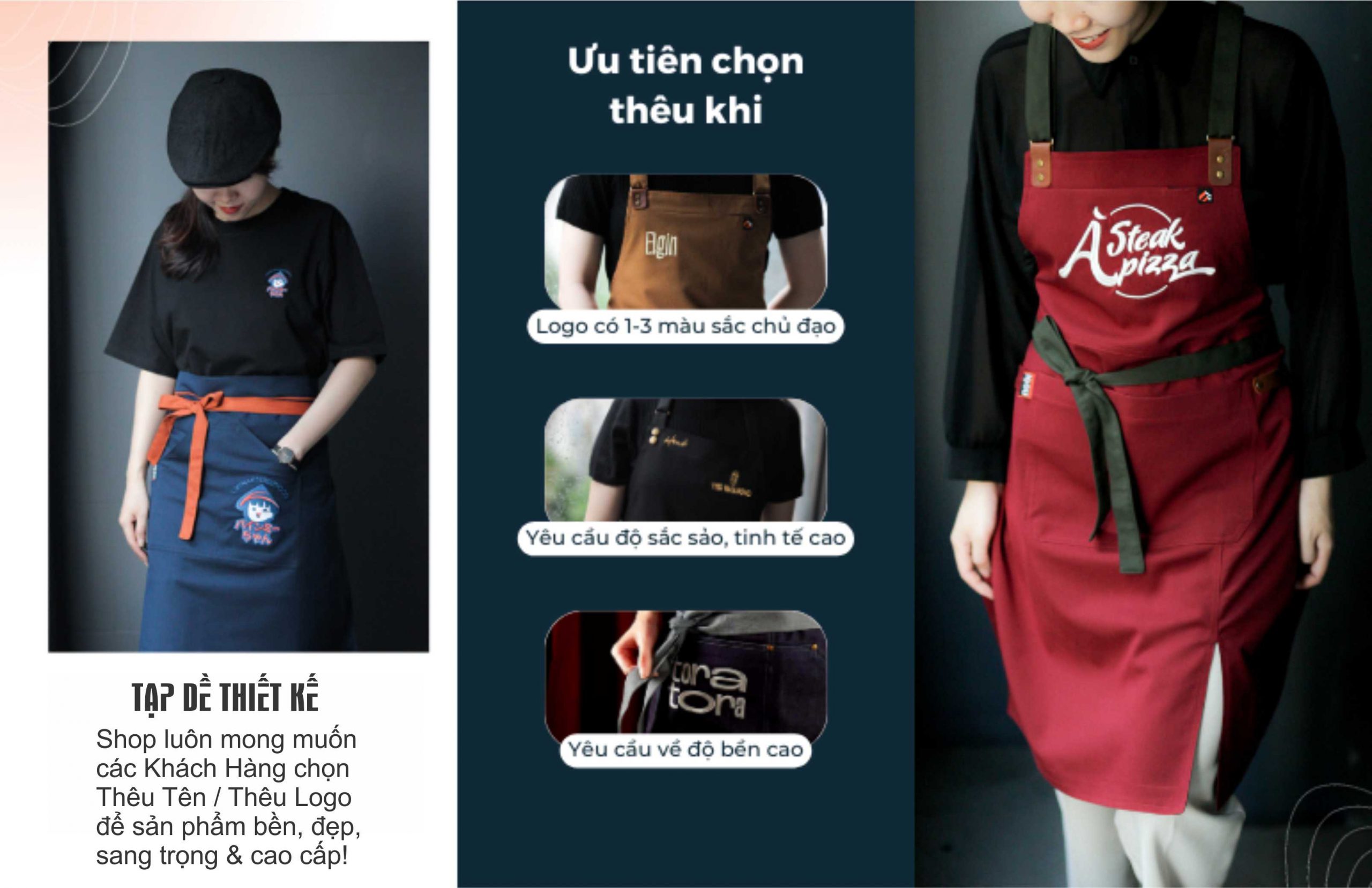 Thêu tạp dề theo yêu cầu làm đồng phục nhân viên