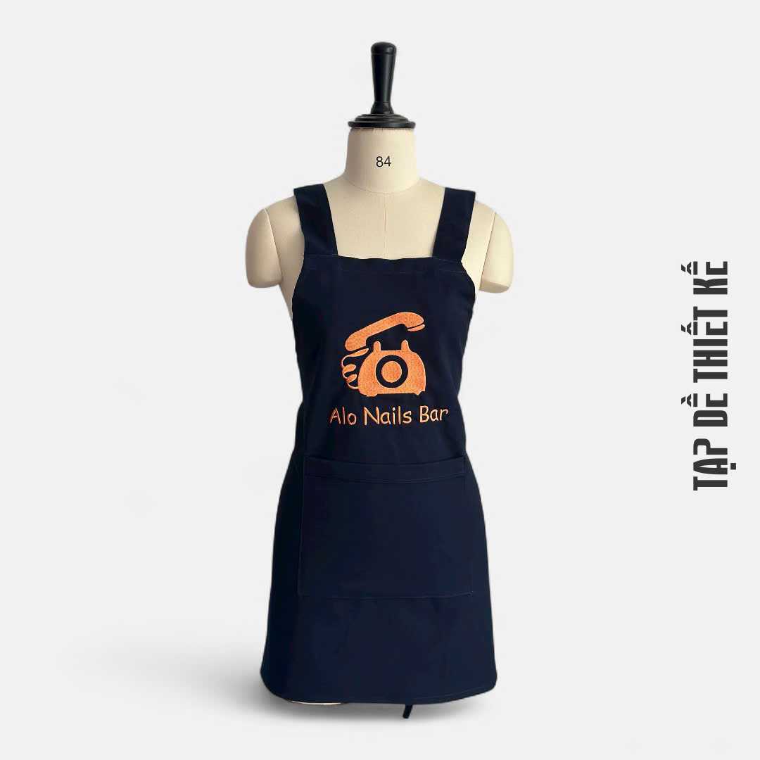 Mẫu tạp dề nails chống thấm thêu logo nổi