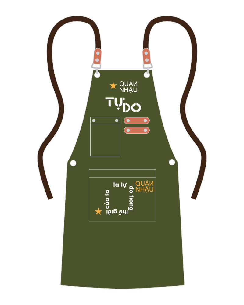 Thiết kế tạp dề quán nhậu tự do mặc trước